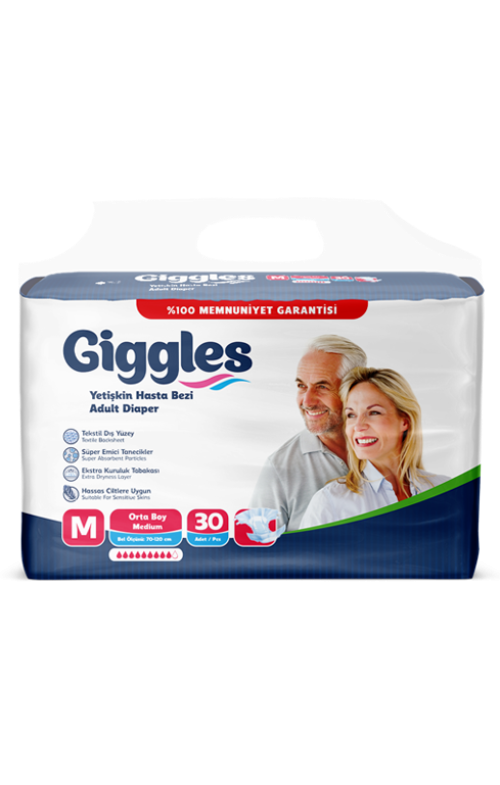 Giggles Belbantlı Hasta Alt Bezi Medium (Orta) 30 Luk Pk (4*30=120 adet)