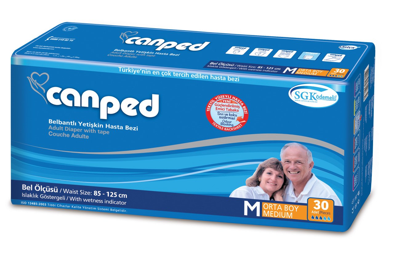 CANPED BELBANTLI YETİŞKİN HASTA BEZİ MEDİUM (ORTA) 30'LUK PAKET