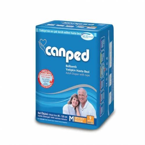 CANPED BELBANTLI YETİŞKİN HASTA BEZİ MEDİUM (ORTA) 9'LUK PAKET TEKSTİL Y.